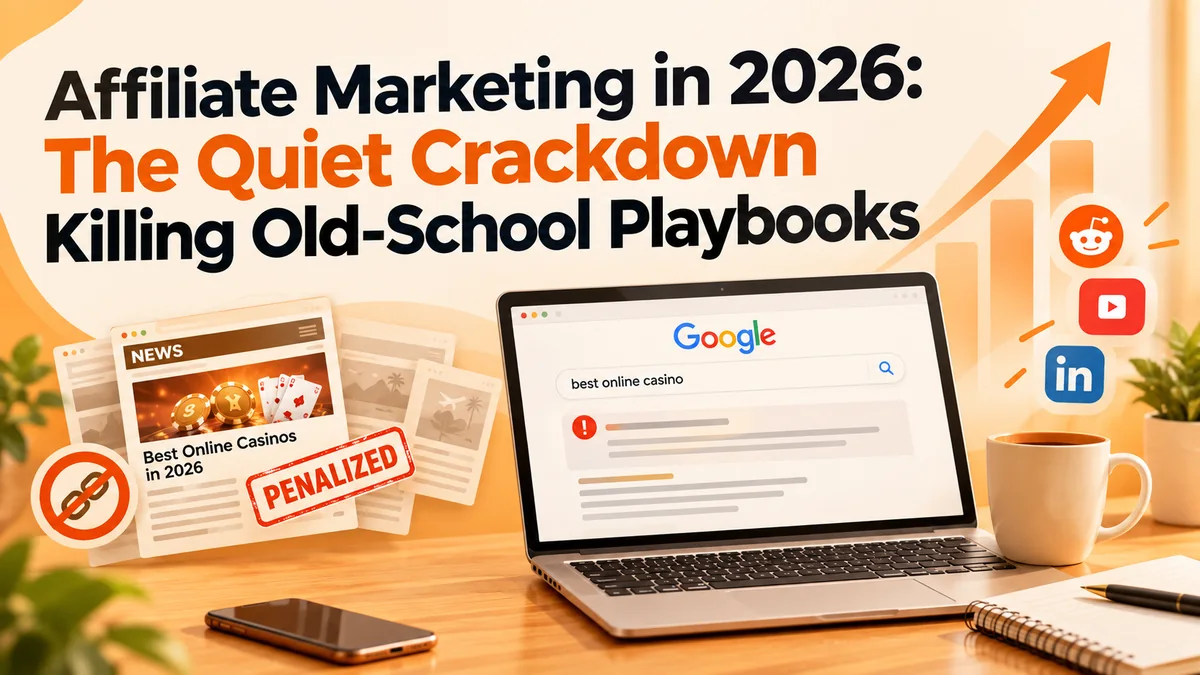 Cover illustration for the blog post: Affiliate Marketing in 2026: The Quiet Crackdown Killing Old-School Playbooks
