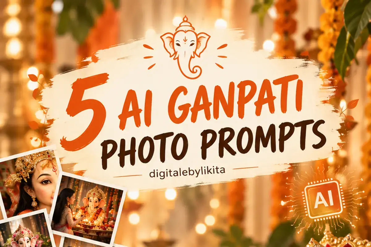 Cover illustration for the blog post: 5 AI Ganpati Photo Prompts That Turn Your Picture Into a Ganpati Memory