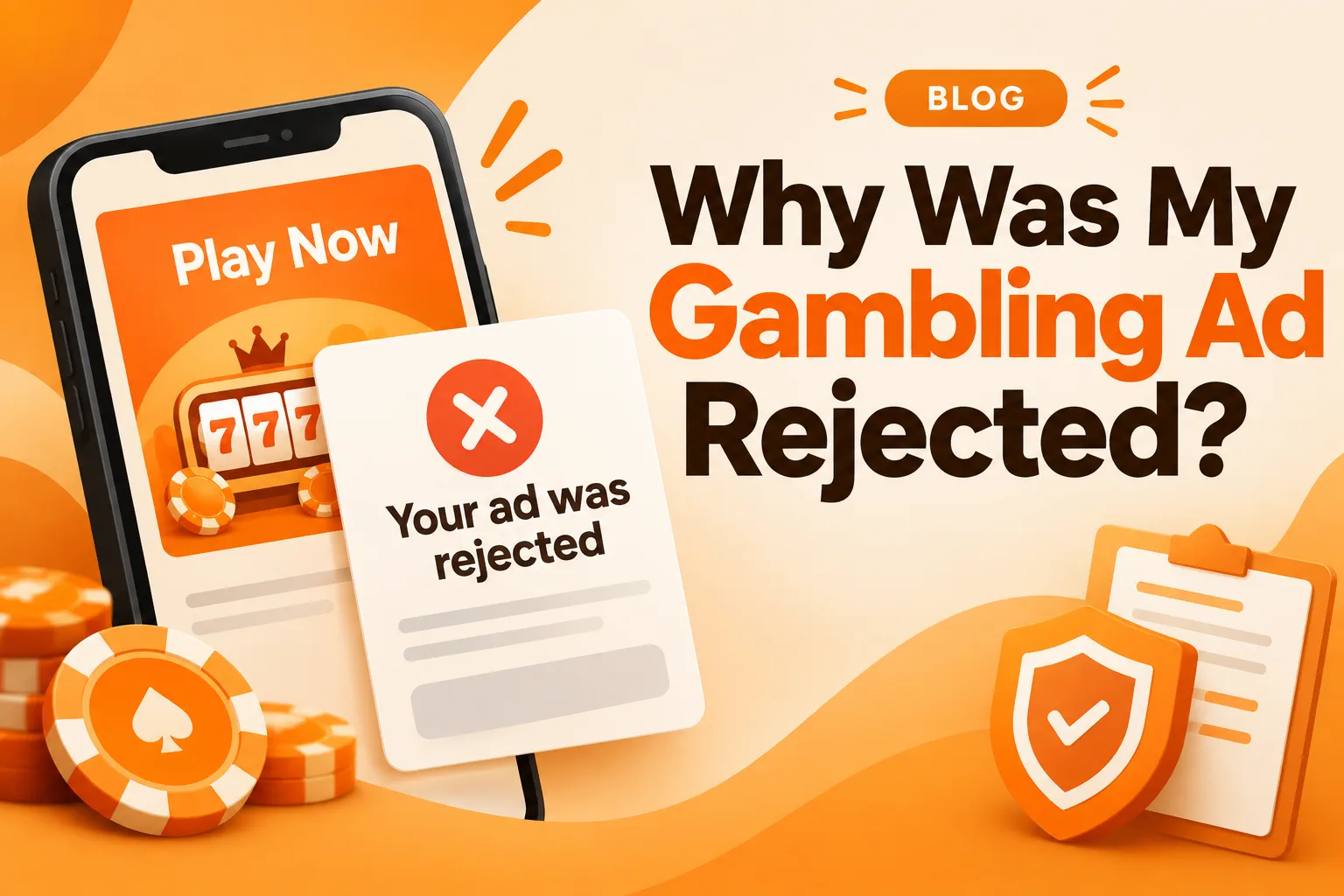 Cover illustration for the blog post: Why Was My Gambling Ad Rejected? Here's What's Actually Going On (2026)