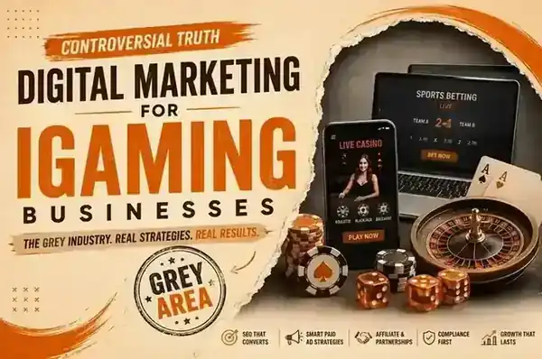 Cover illustration for the blog post: Digital Marketing for iGaming Businesses in 2026: The Industry Nobody Wants to Talk About