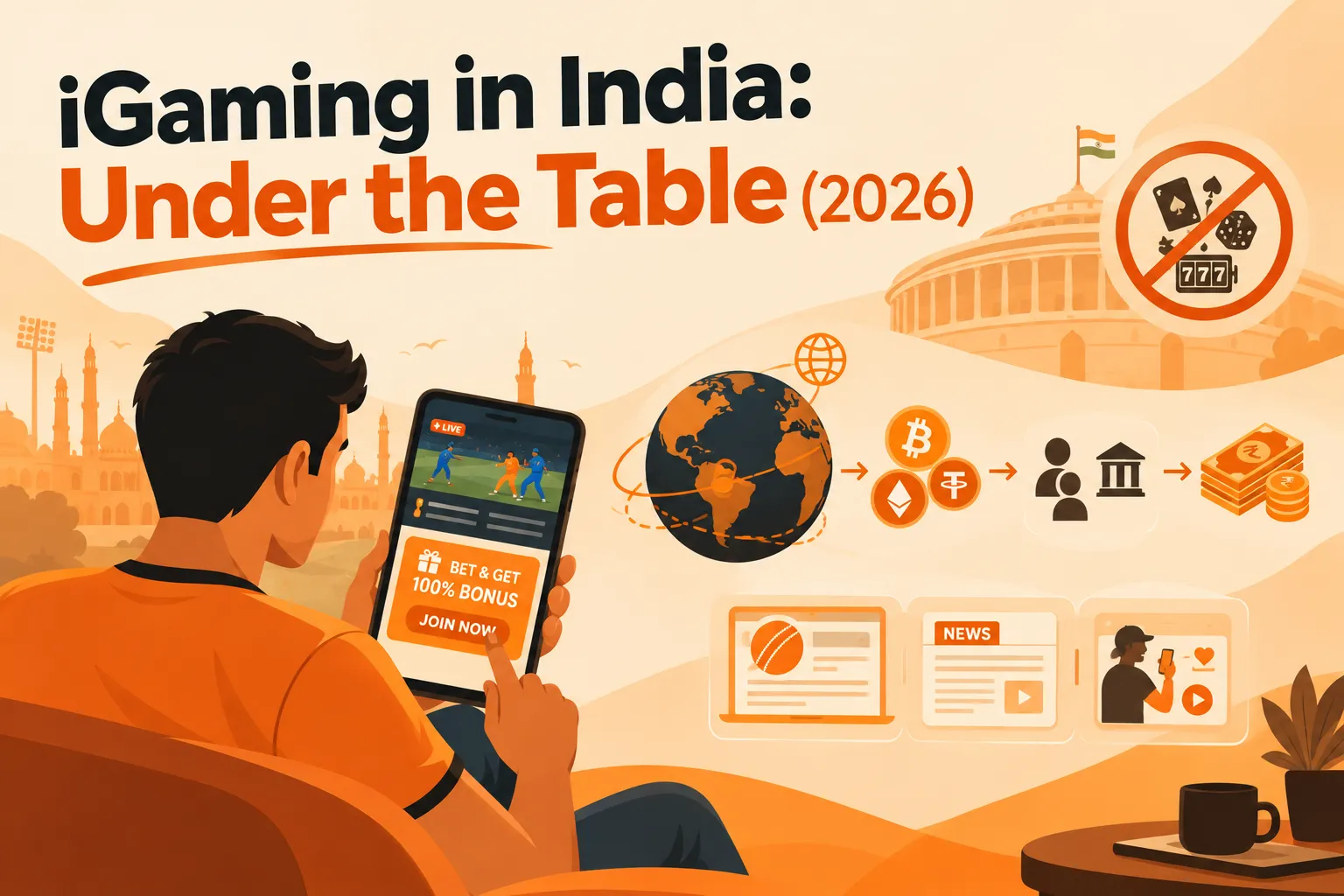 Cover illustration for the blog post: iGaming in India: Under the Table (2026)
