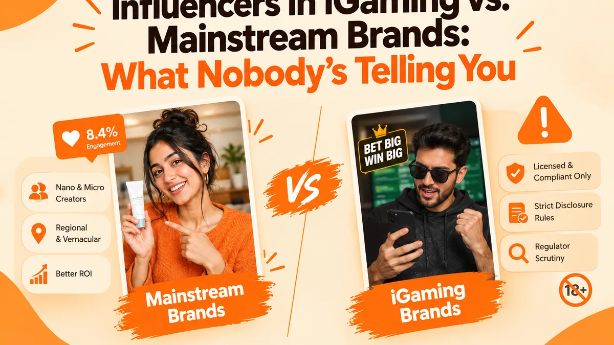 Cover illustration for the blog post: Influencers in iGaming vs. Mainstream Brands: What Nobody's Telling You