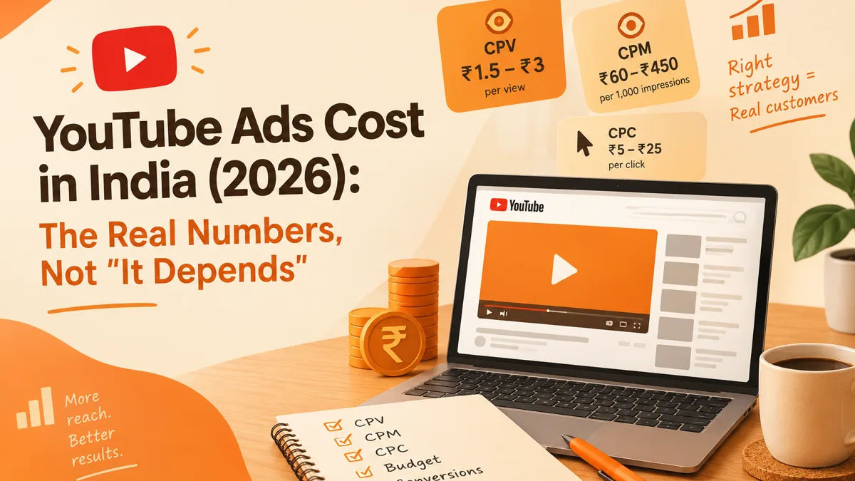 Cover illustration for the blog post: YouTube Ads Cost in India (2026): The Real Numbers, Not "It Depends"